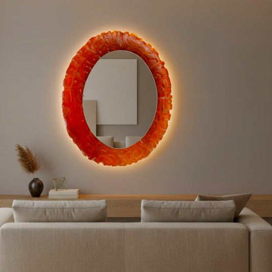 Large Oval backlit wall mirror by Hillebrand