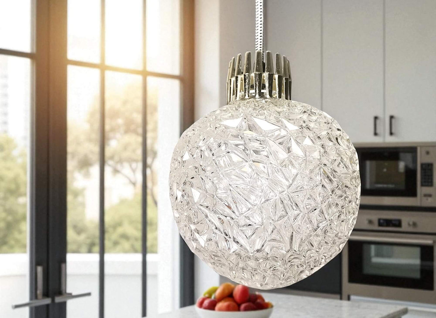 Glass globe pendant light