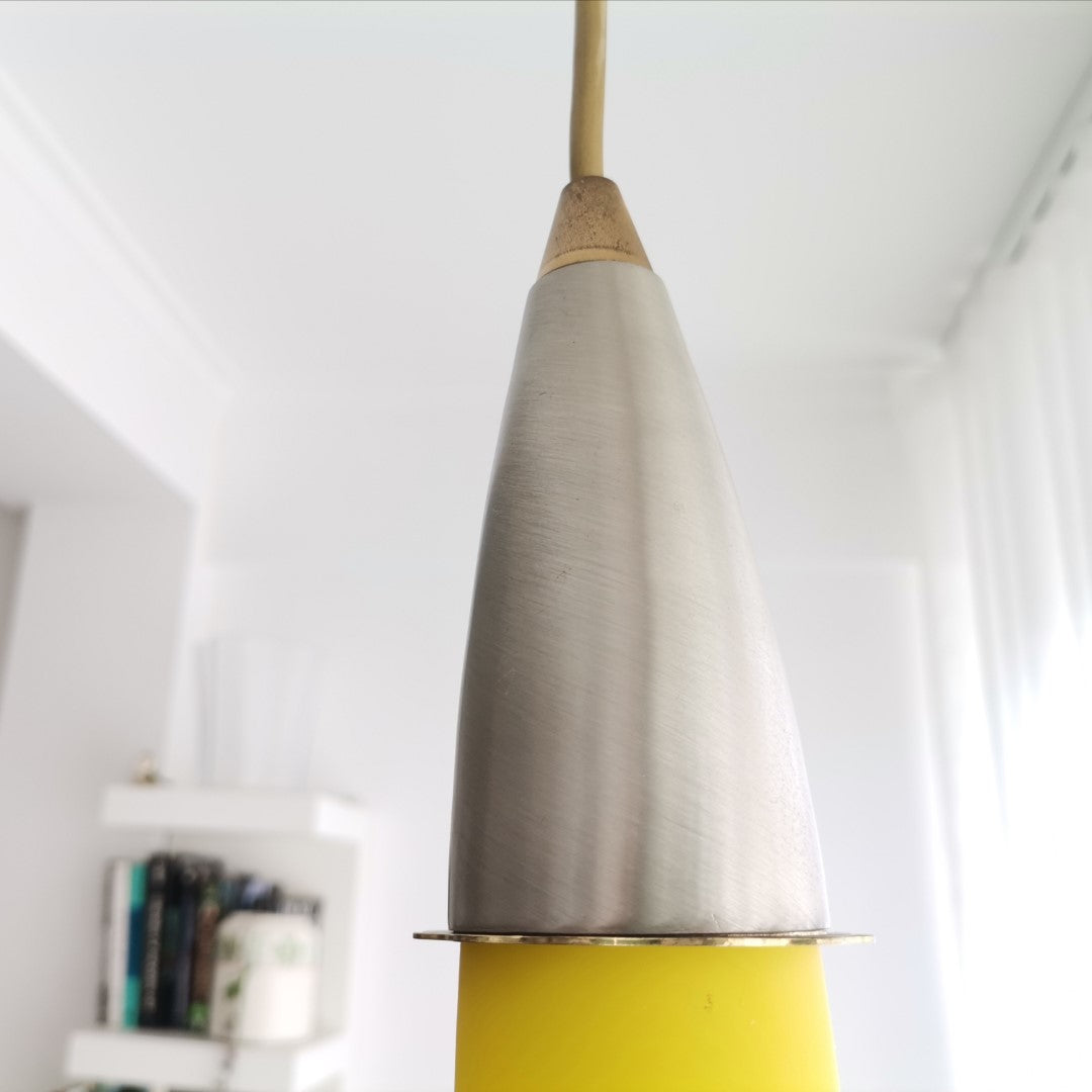 Yellow glass pendant lamp