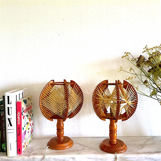 Pair Wooden Table Lamps