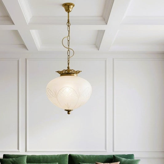 Regency-Inspired Frosted Glass Pendant