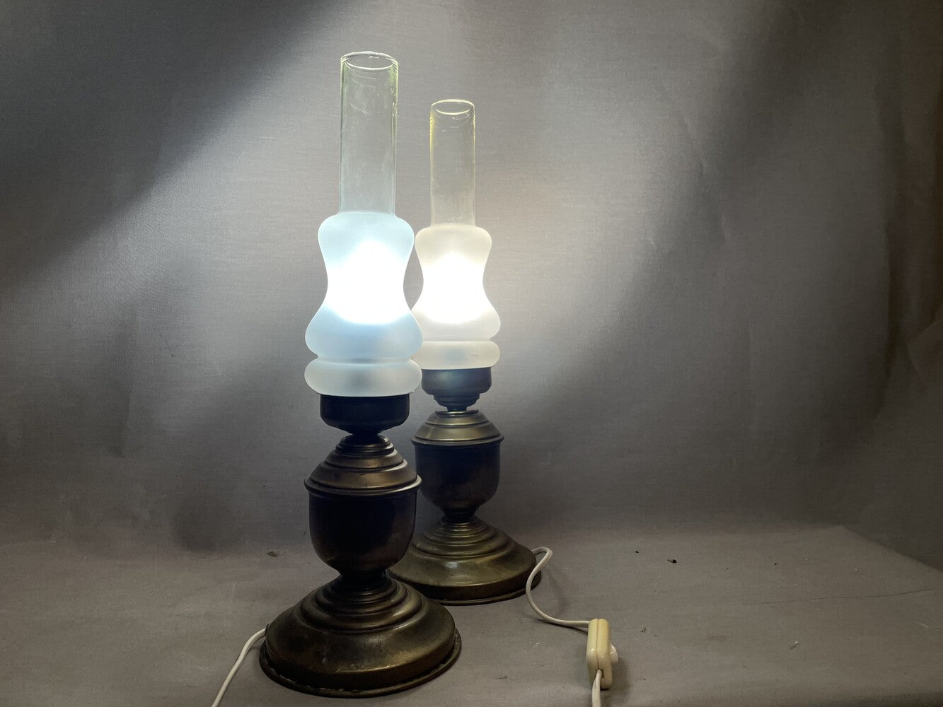 Pair of brass table lamps