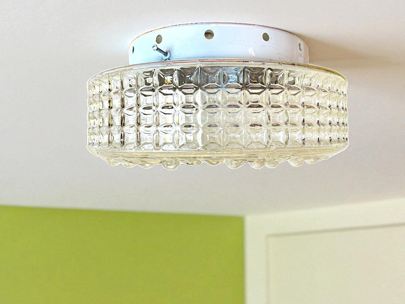 Large glass flush mount light