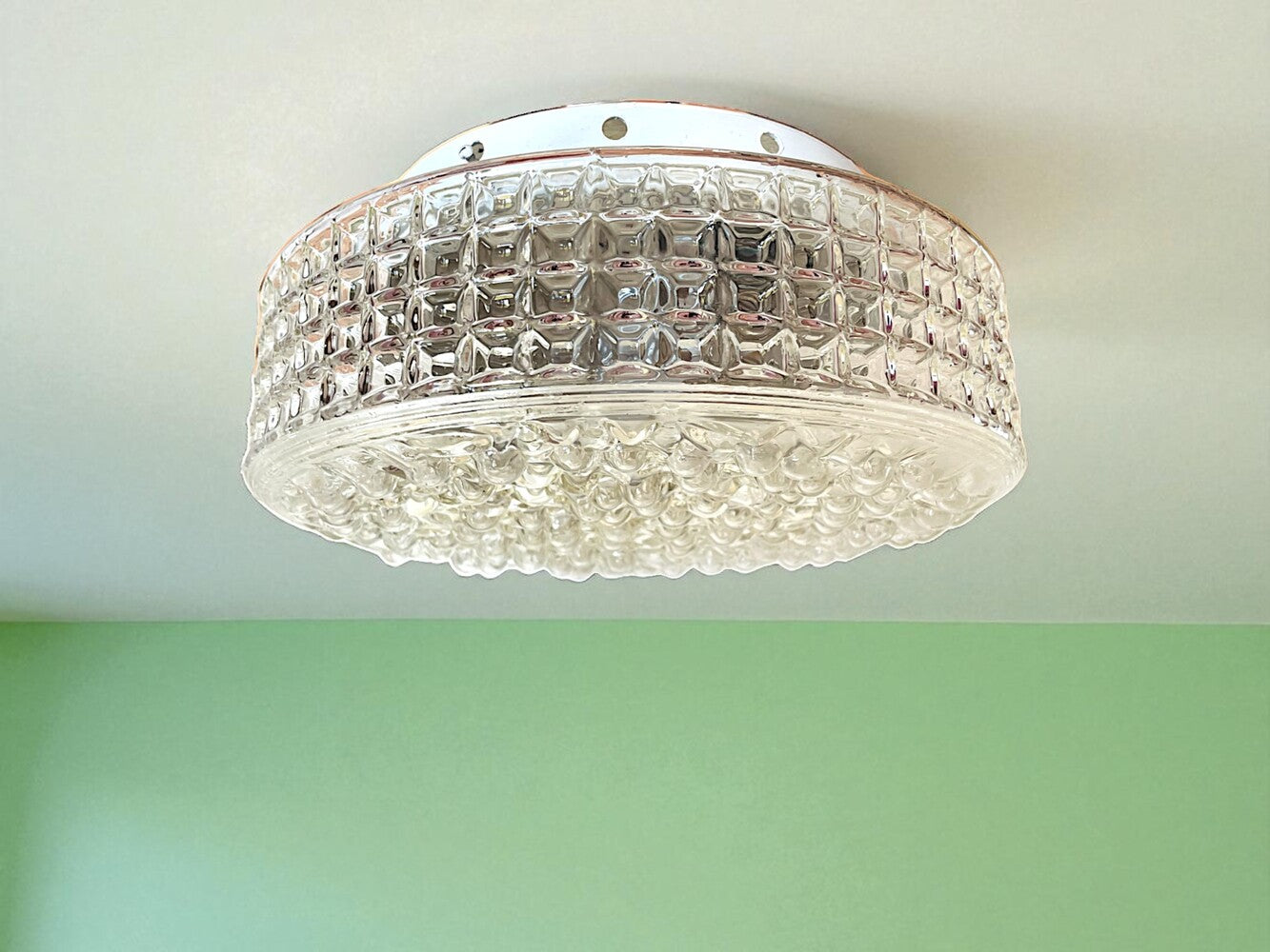 Large glass flush mount light