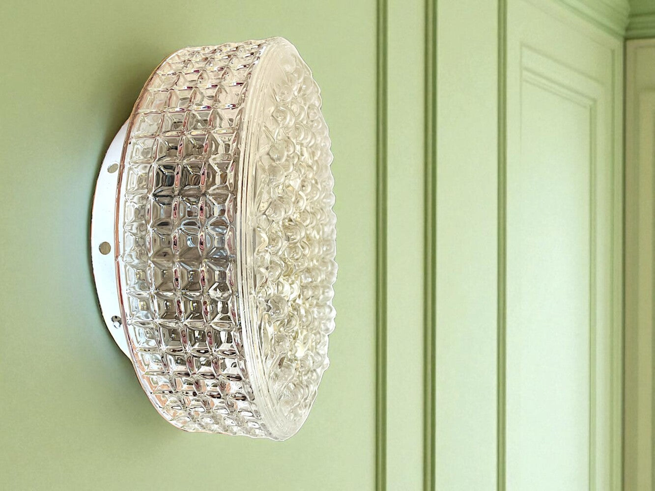 Large glass flush mount light