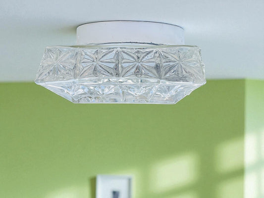 Square glass flush mount light