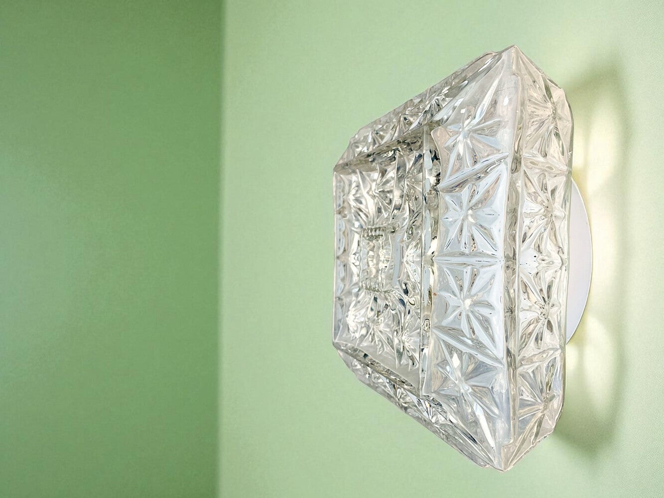 Square glass flush mount light