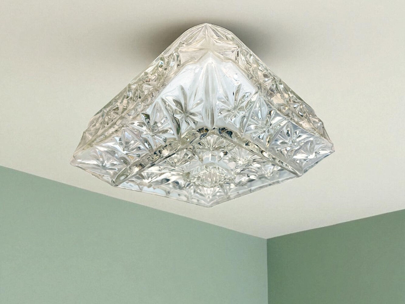 Square glass flush mount light