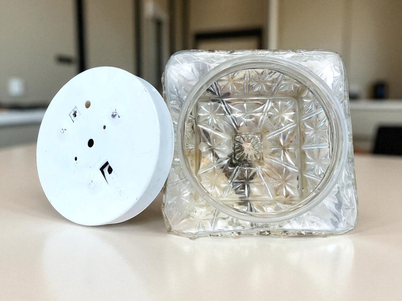 Square glass flush mount light