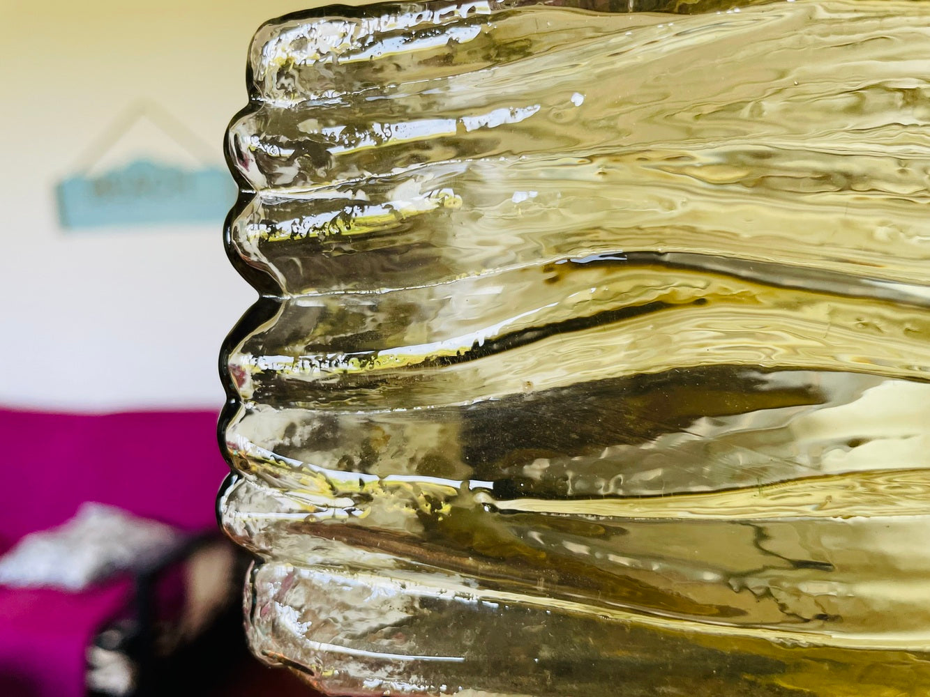 Green swirl glass flush mount light