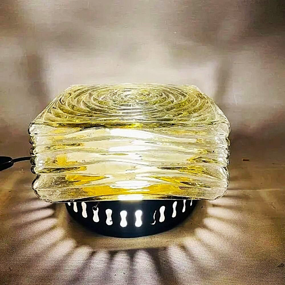 Green swirl glass flush mount light