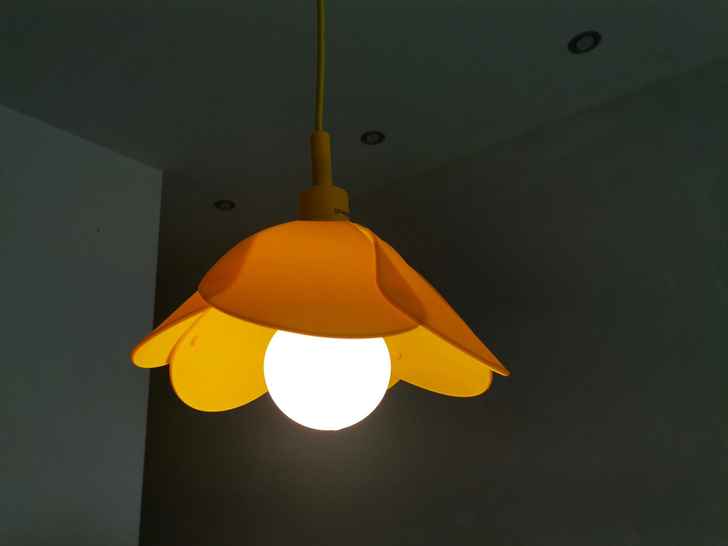 Yellow flower hanging light fixture