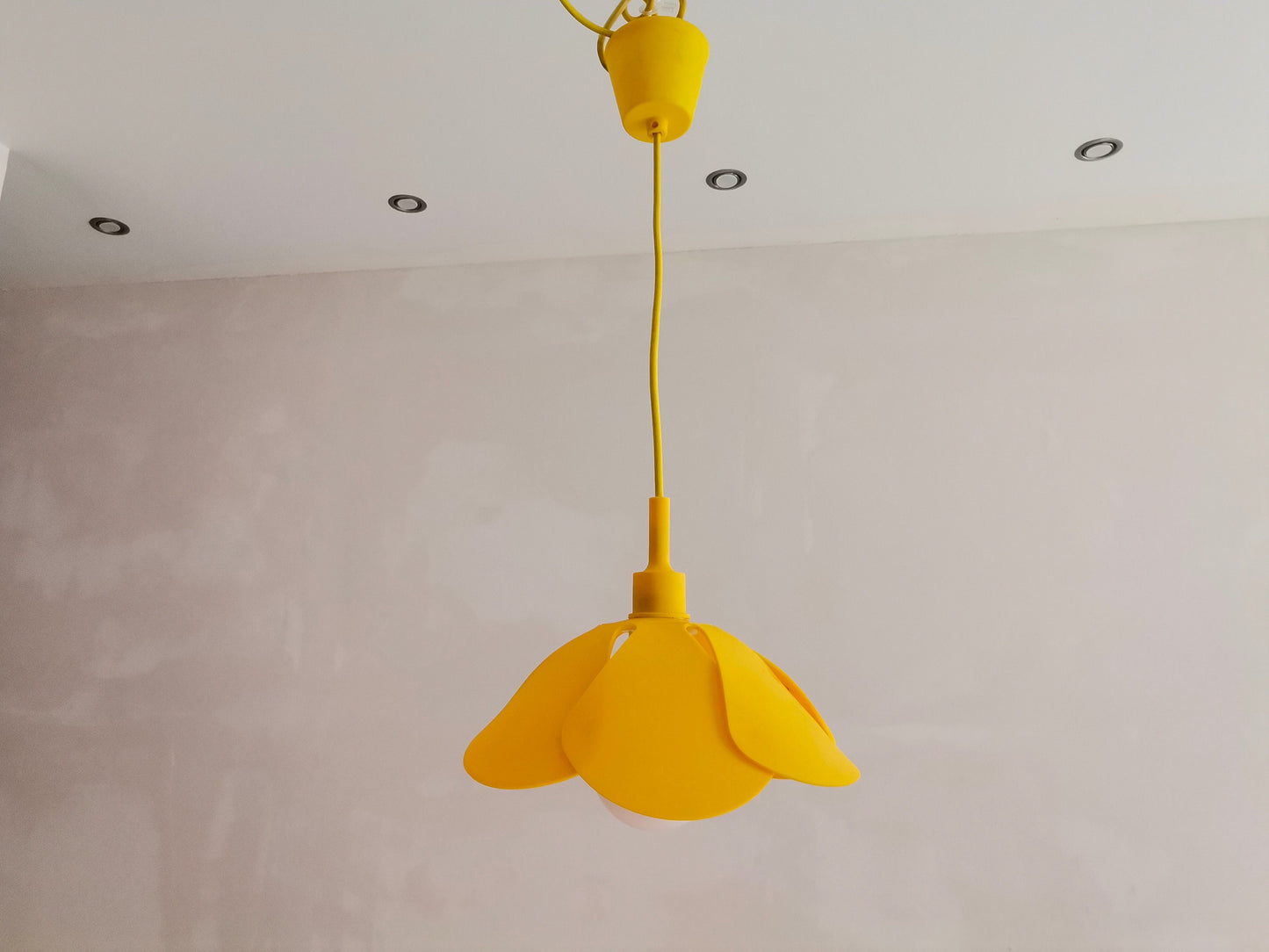 Yellow flower hanging light fixture