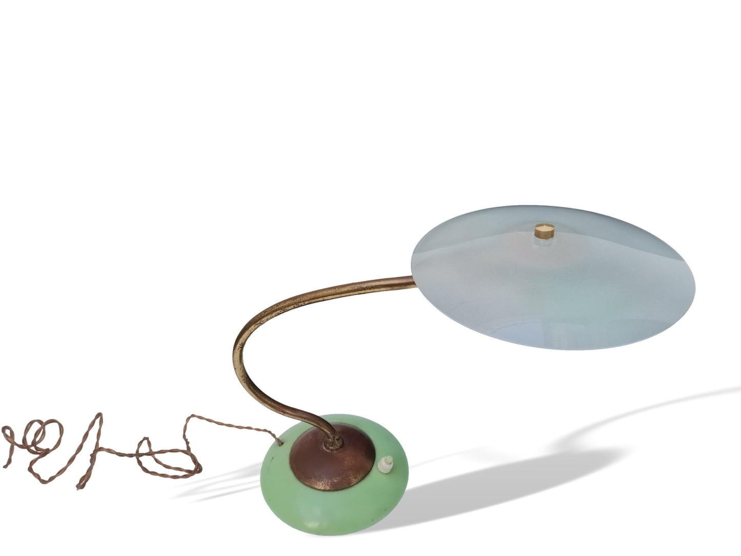 Unique modernst Space Age green metal and glass table arc lamp