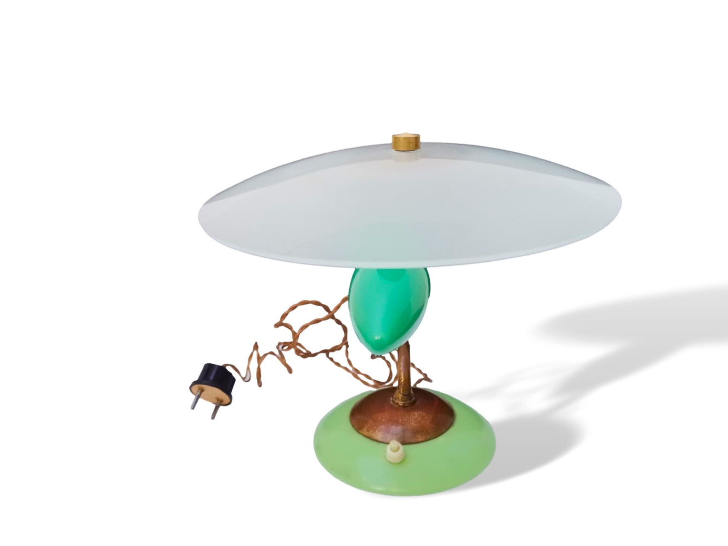 Unique modernst Space Age green metal and glass table arc lamp