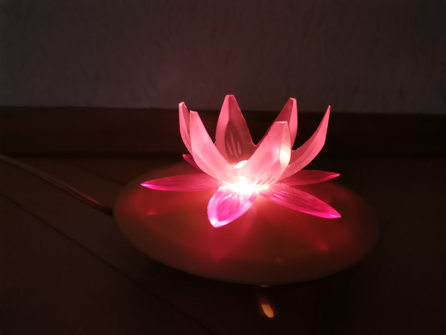 Small pink Water Lily or Lotus night light retro table lamp Eastern Europe