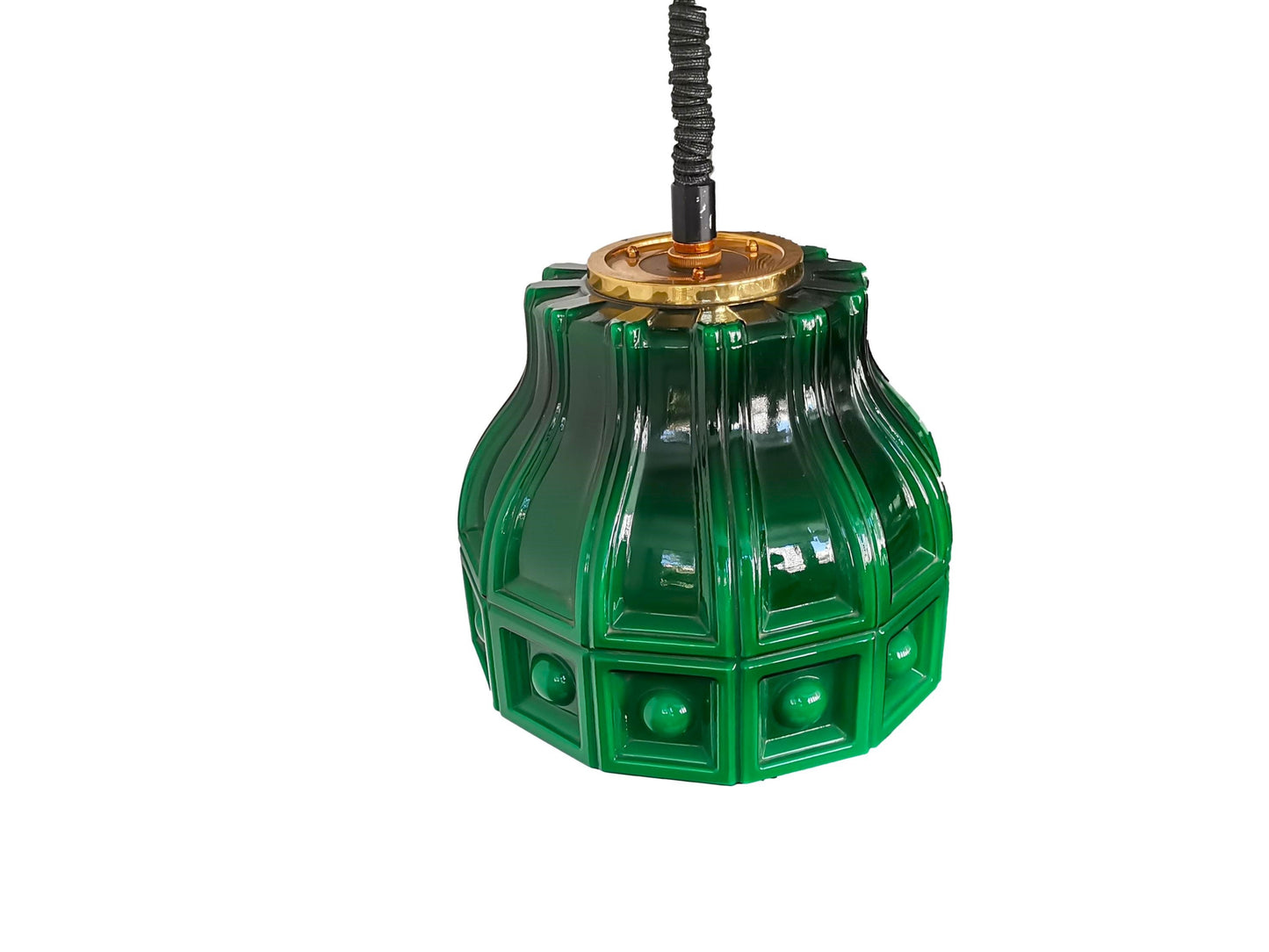Helena Tynell for Flygsfors Mid Century Modern emerald green hanging lamp light fixture