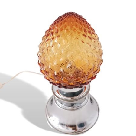 Amber glass pine cone table lamp