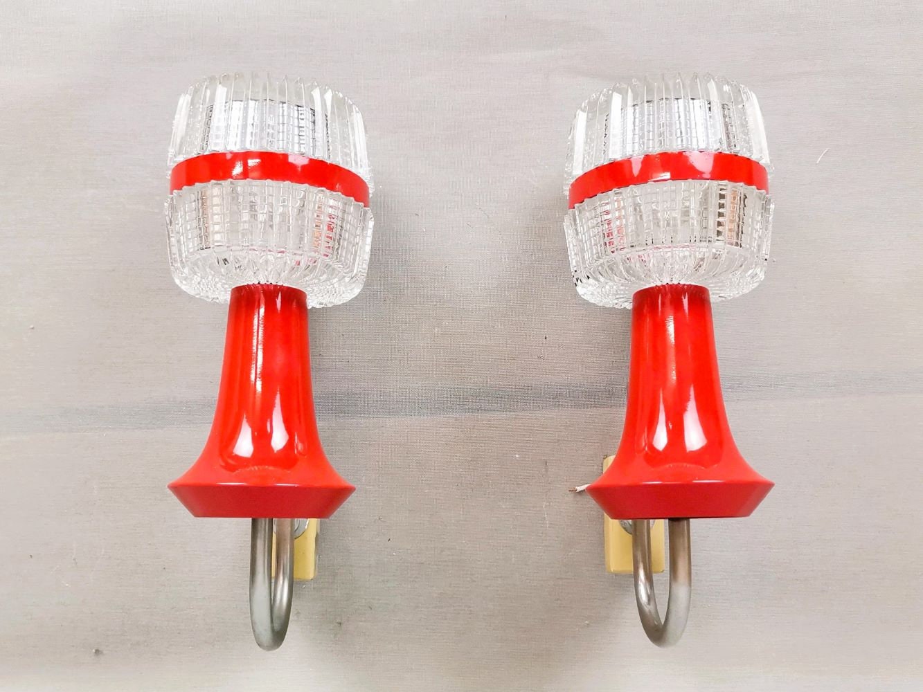 Pair mid century modern wall sconces