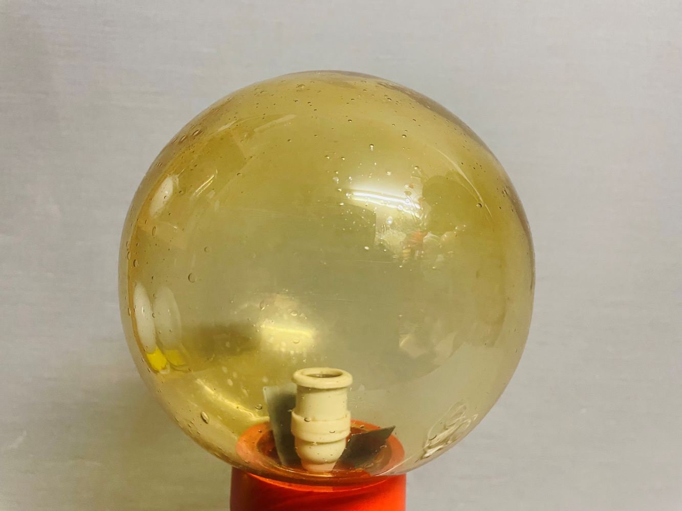 Orange wooden table lamp