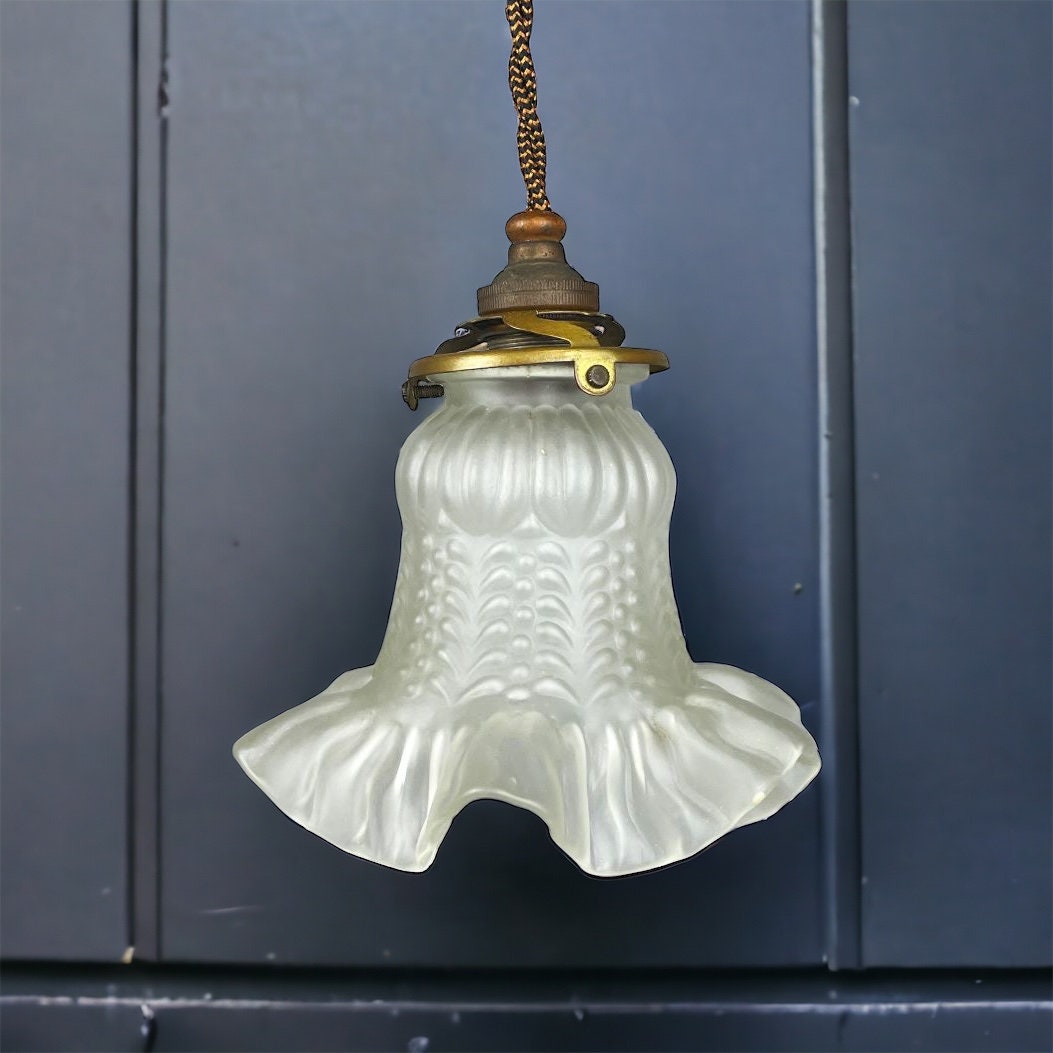 French glass tulip hanging lamp