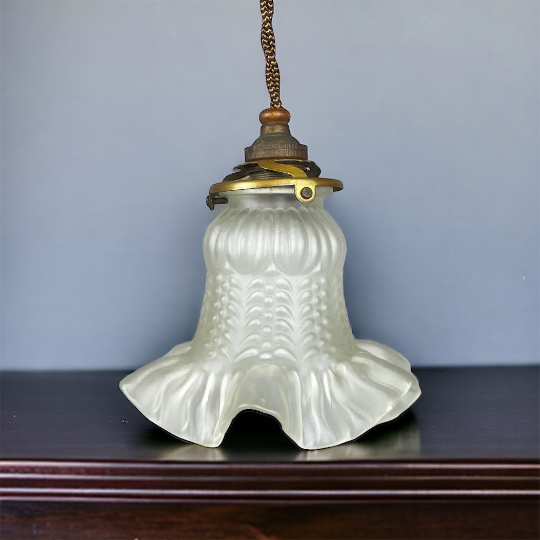 French glass tulip hanging lamp