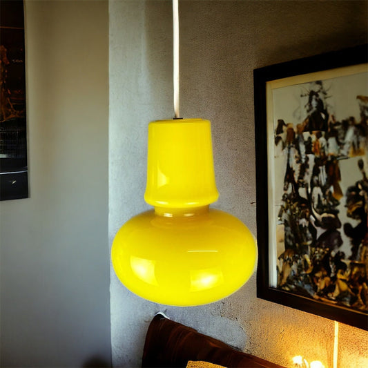 Yellow glass hanging light fixture