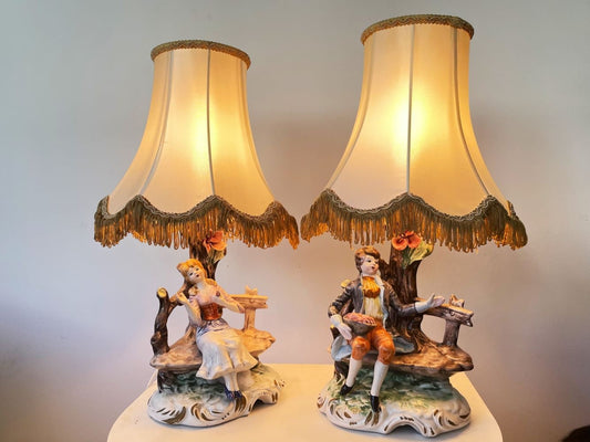 Pair Italian table lamps by Capodimonte