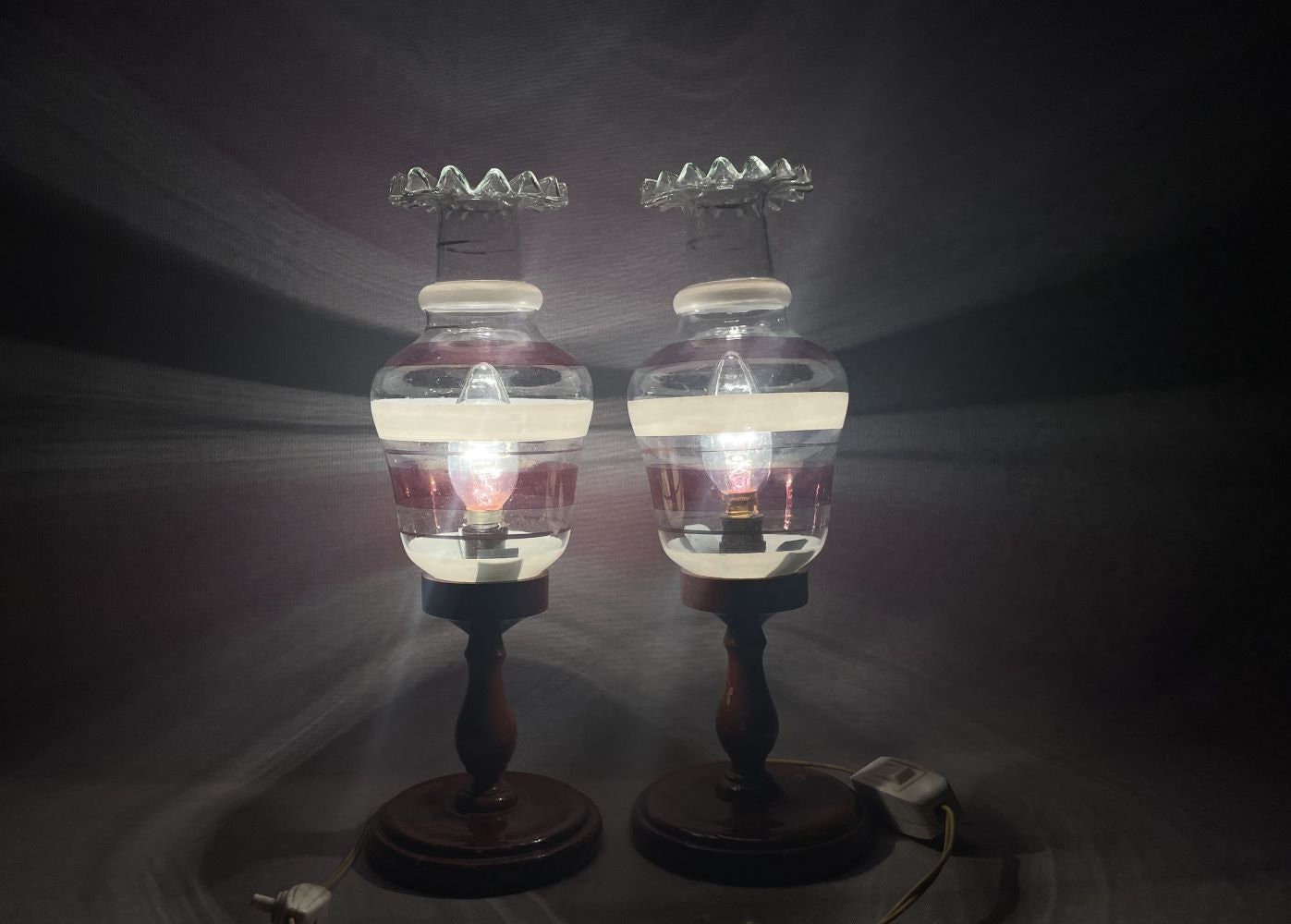 Pair of wooden table lamps