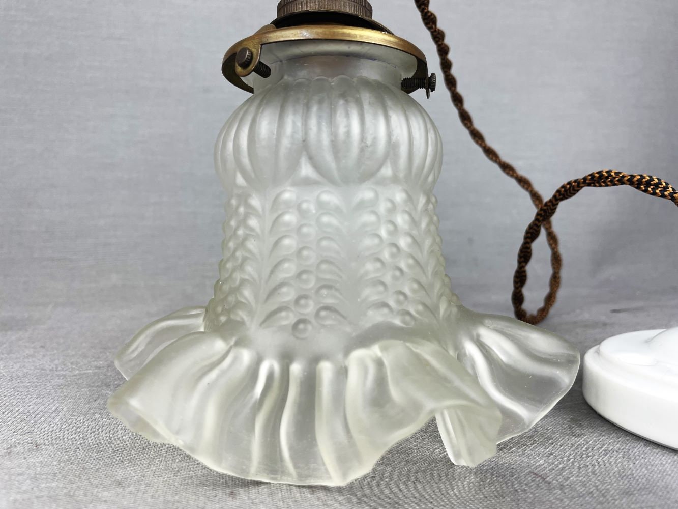 French glass tulip hanging lamp