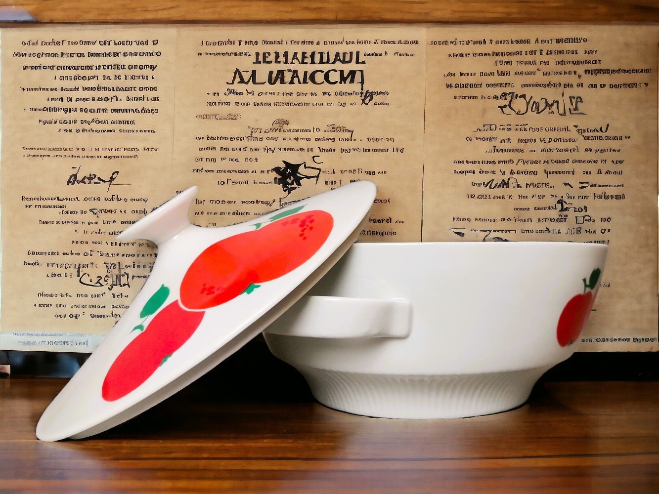 Red apple tureen with lid by Colditz