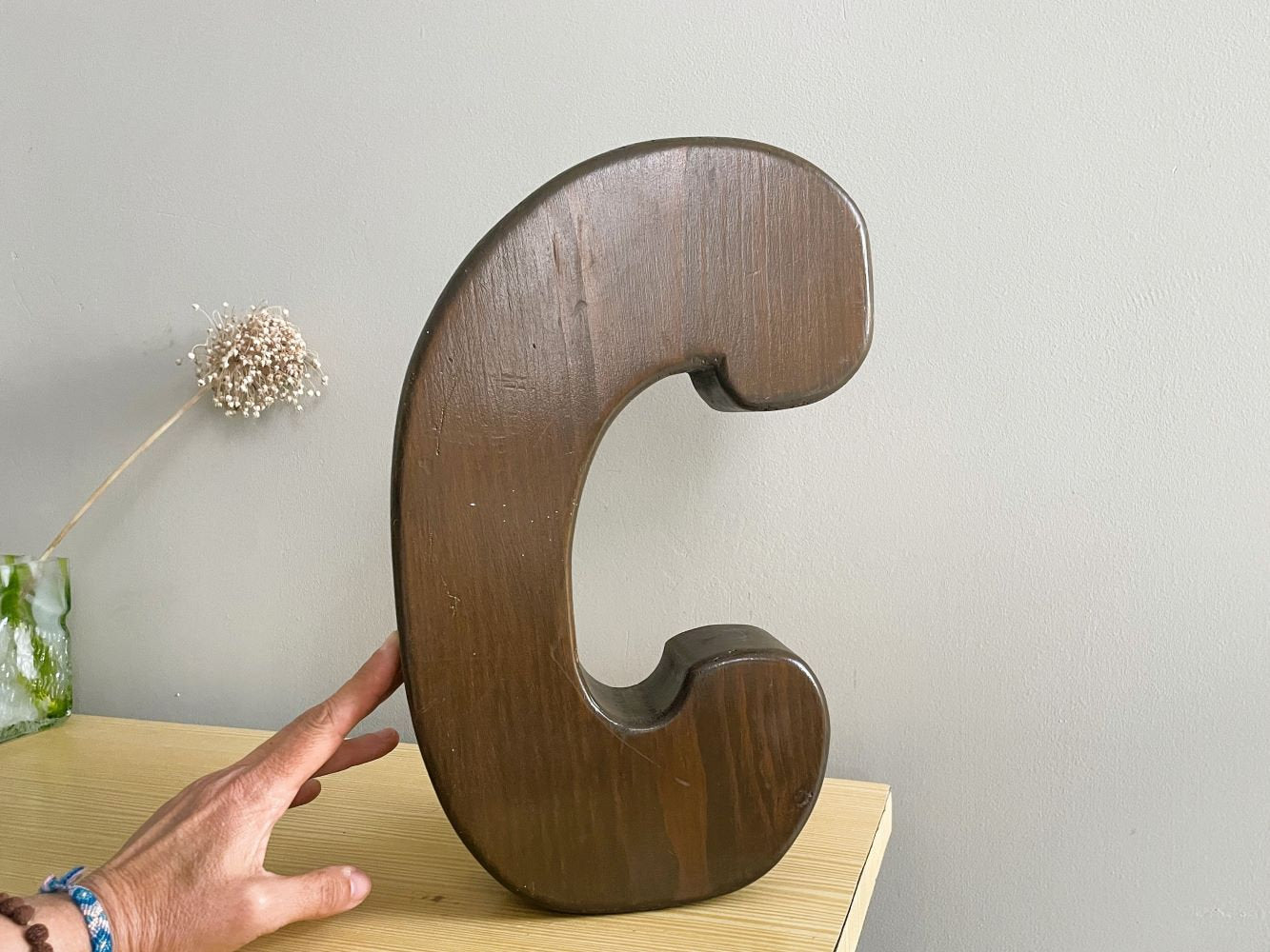 Wooden signage letter C