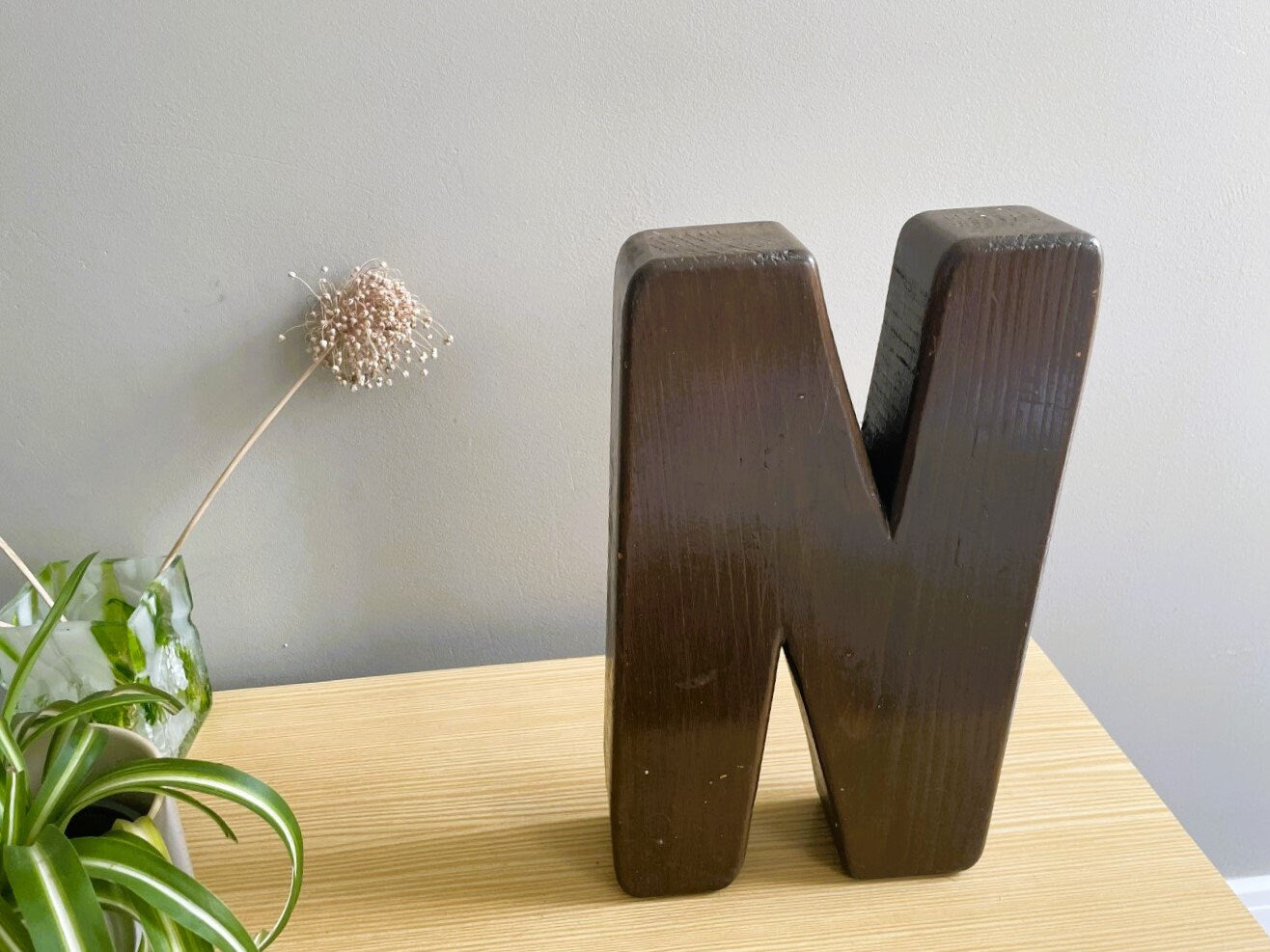 Wooden signage letter N