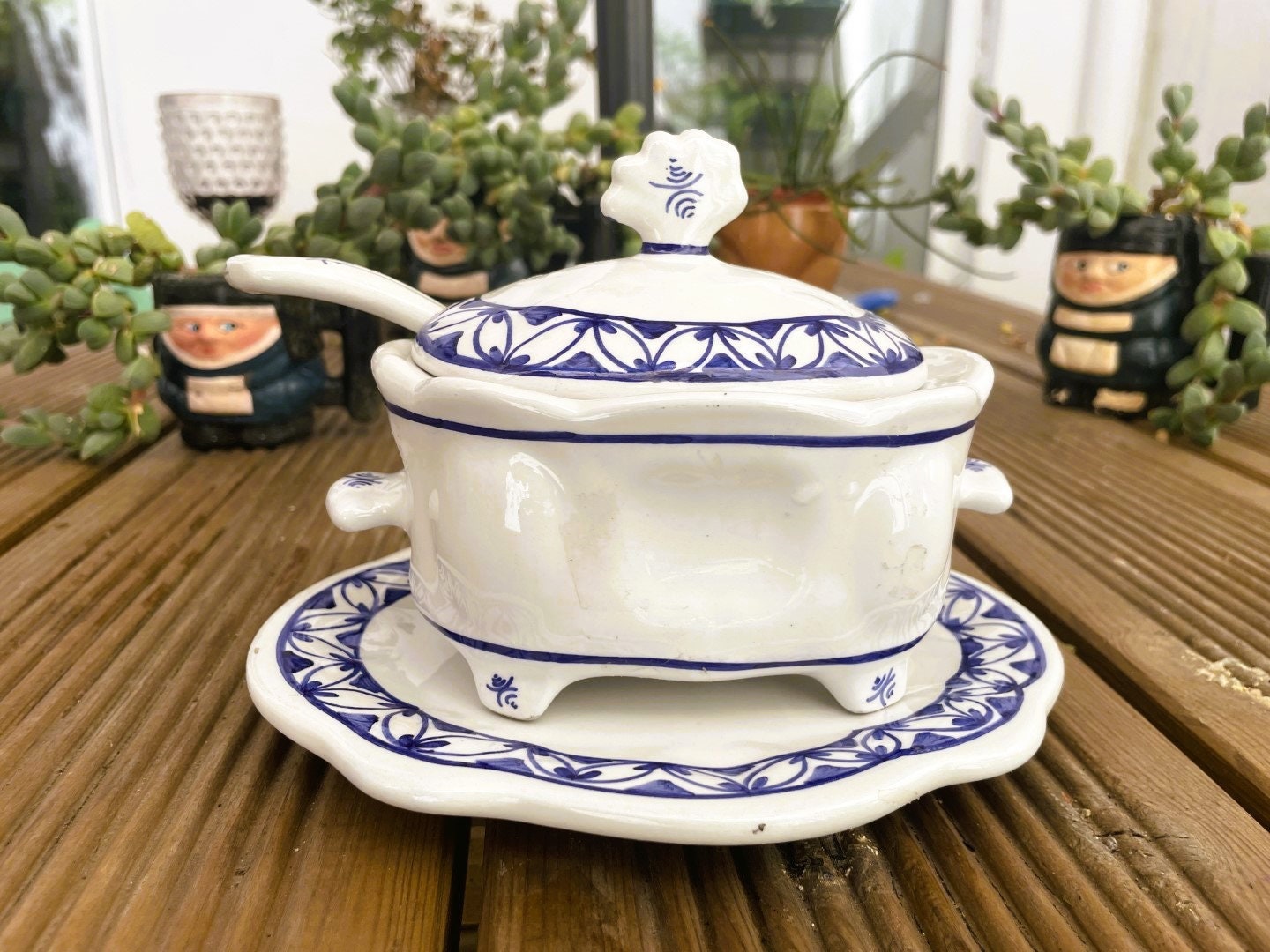 Blue willow ceramic tureen