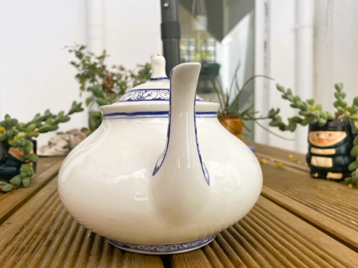 Blue and white ceramic teapot