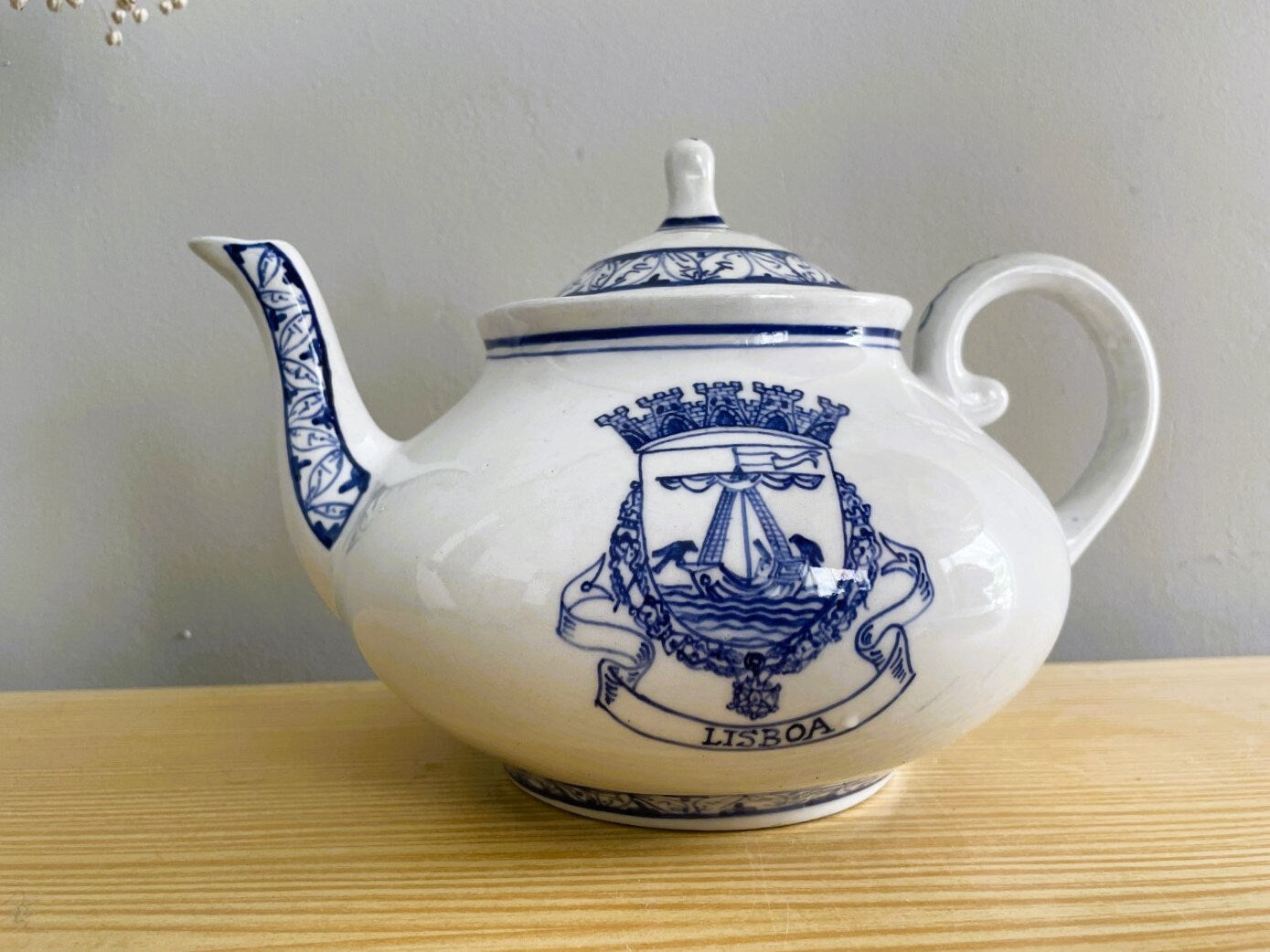 Blue and white ceramic teapot