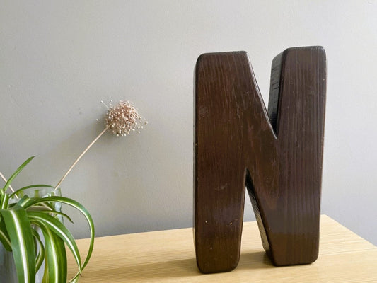 Wooden signage letter N