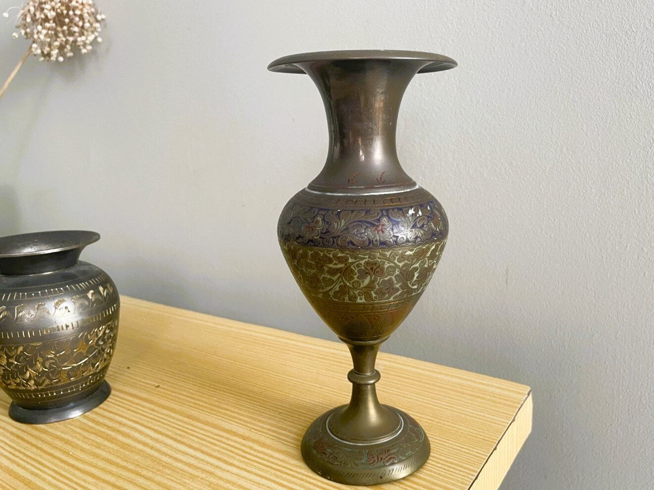 Pair of Islamic brass vases