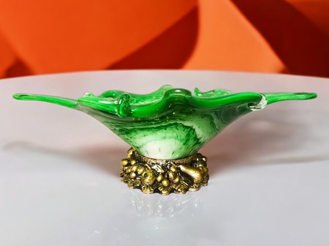 Green Murano Glass sterling silver 925 vase