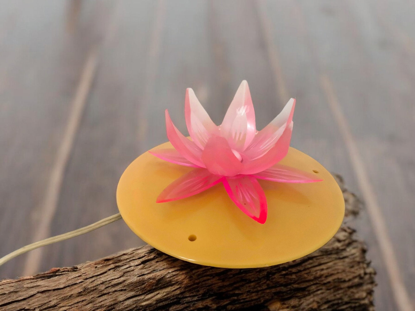 Small pink Water Lily or Lotus night light retro table lamp Eastern Europe