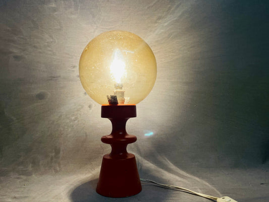 Orange wooden table lamp