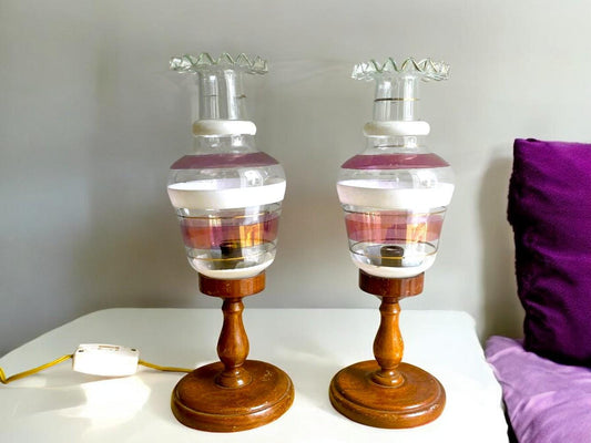 Pair of wooden table lamps