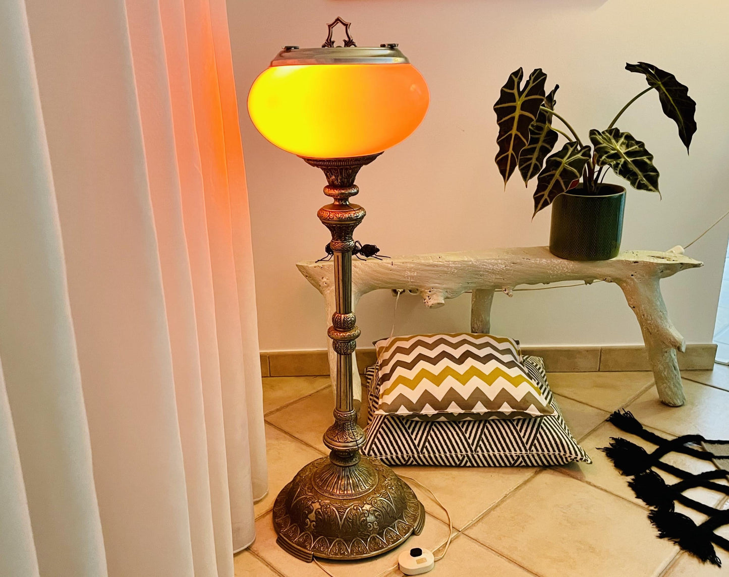 Mid century brass floor lamp ashtrays vintage ashtray smoking lamp