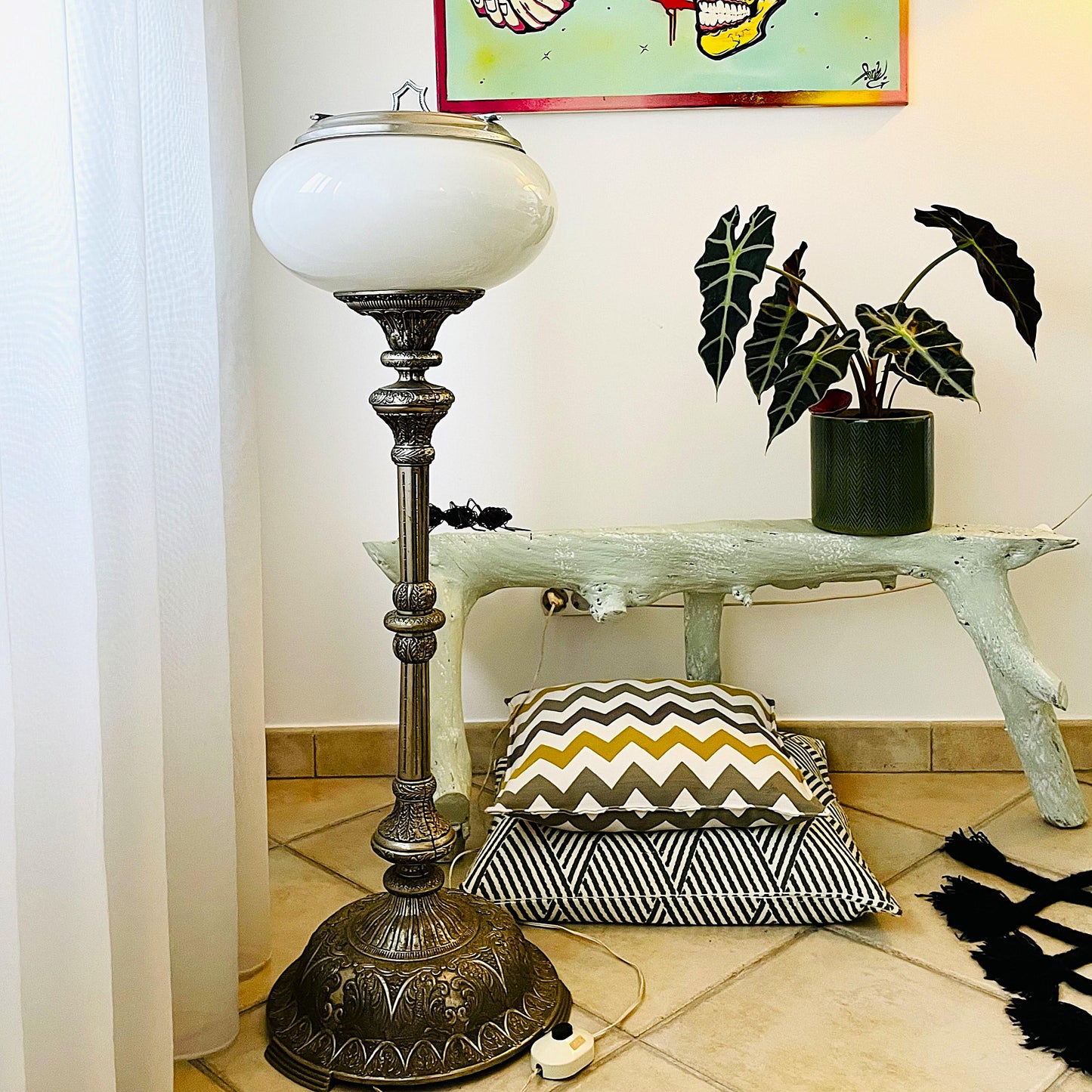 Mid century brass floor lamp ashtrays vintage ashtray smoking lamp