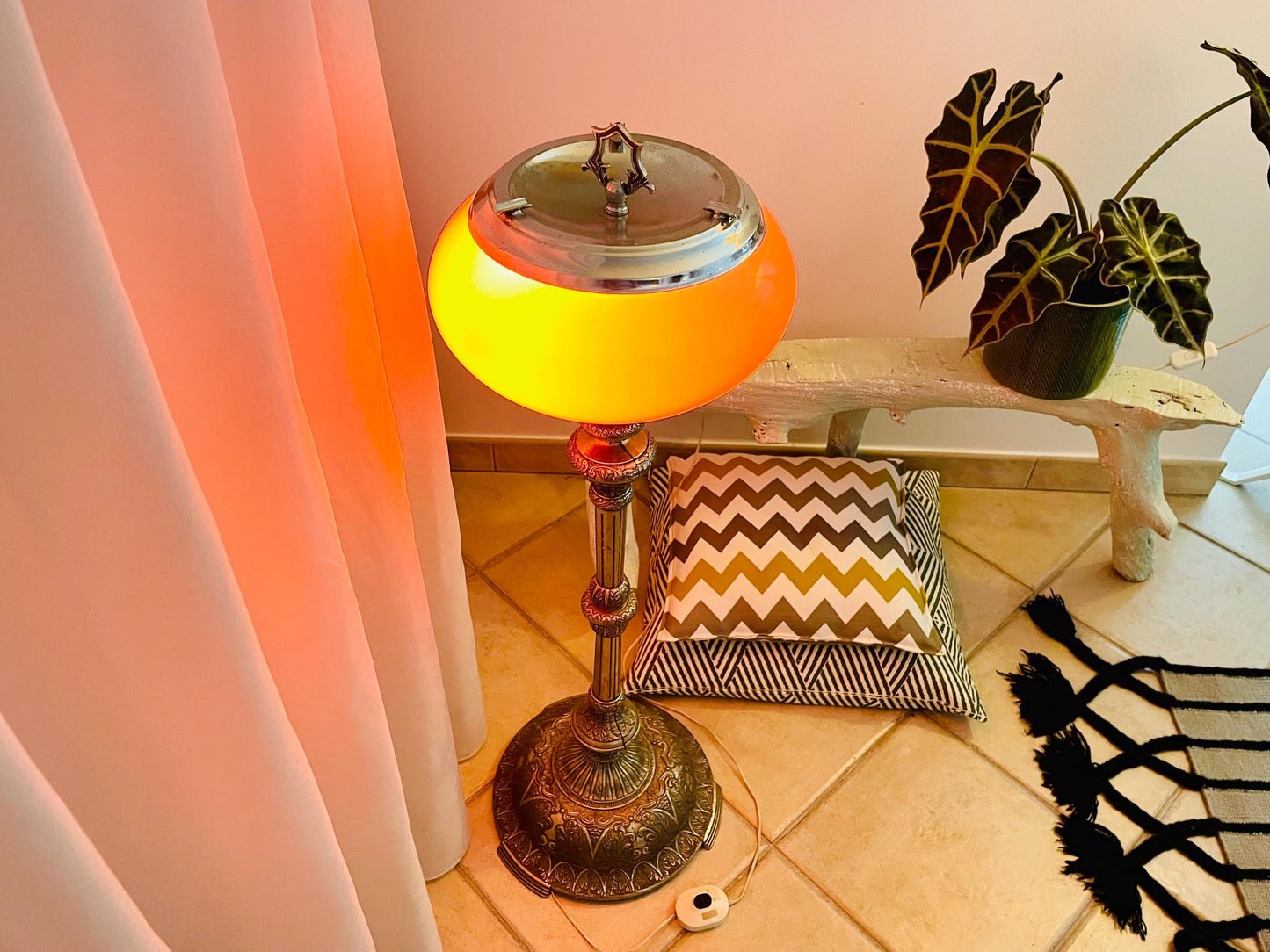 Mid century brass floor lamp ashtrays vintage ashtray smoking lamp