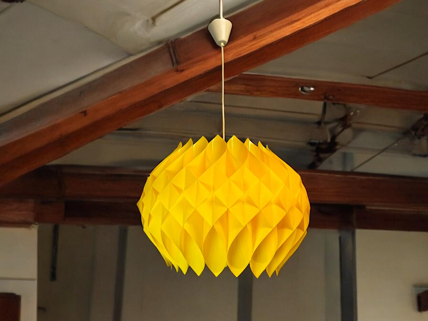 Yellow mid century modern hanging light