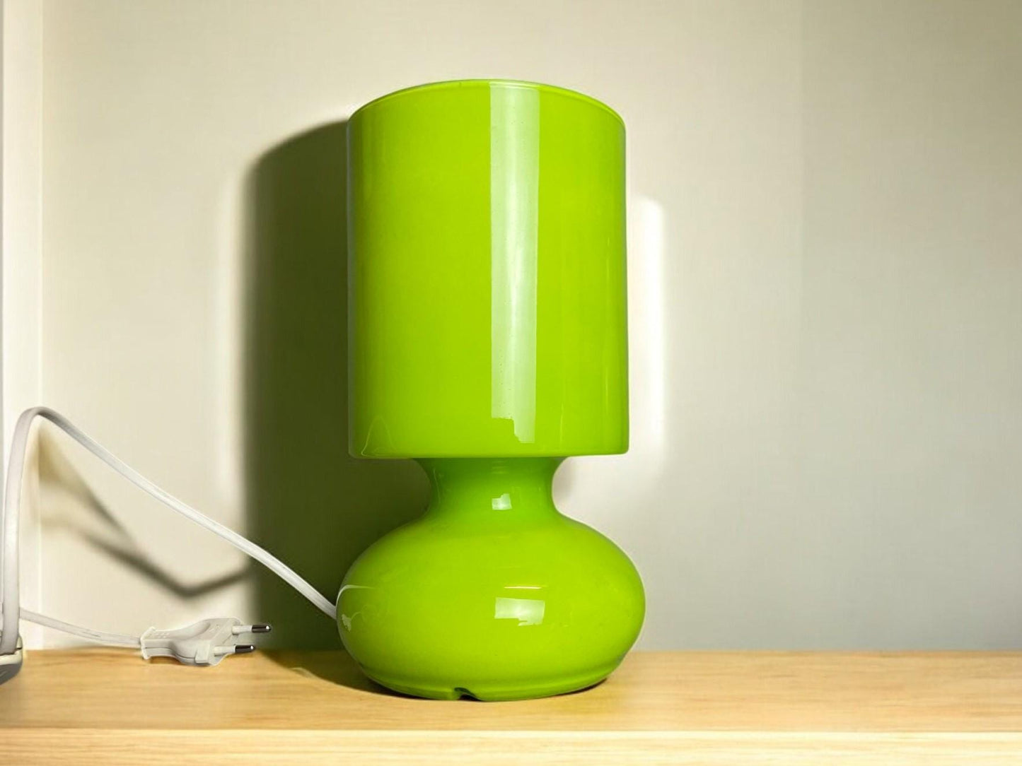 Green glass table lamp Ikea