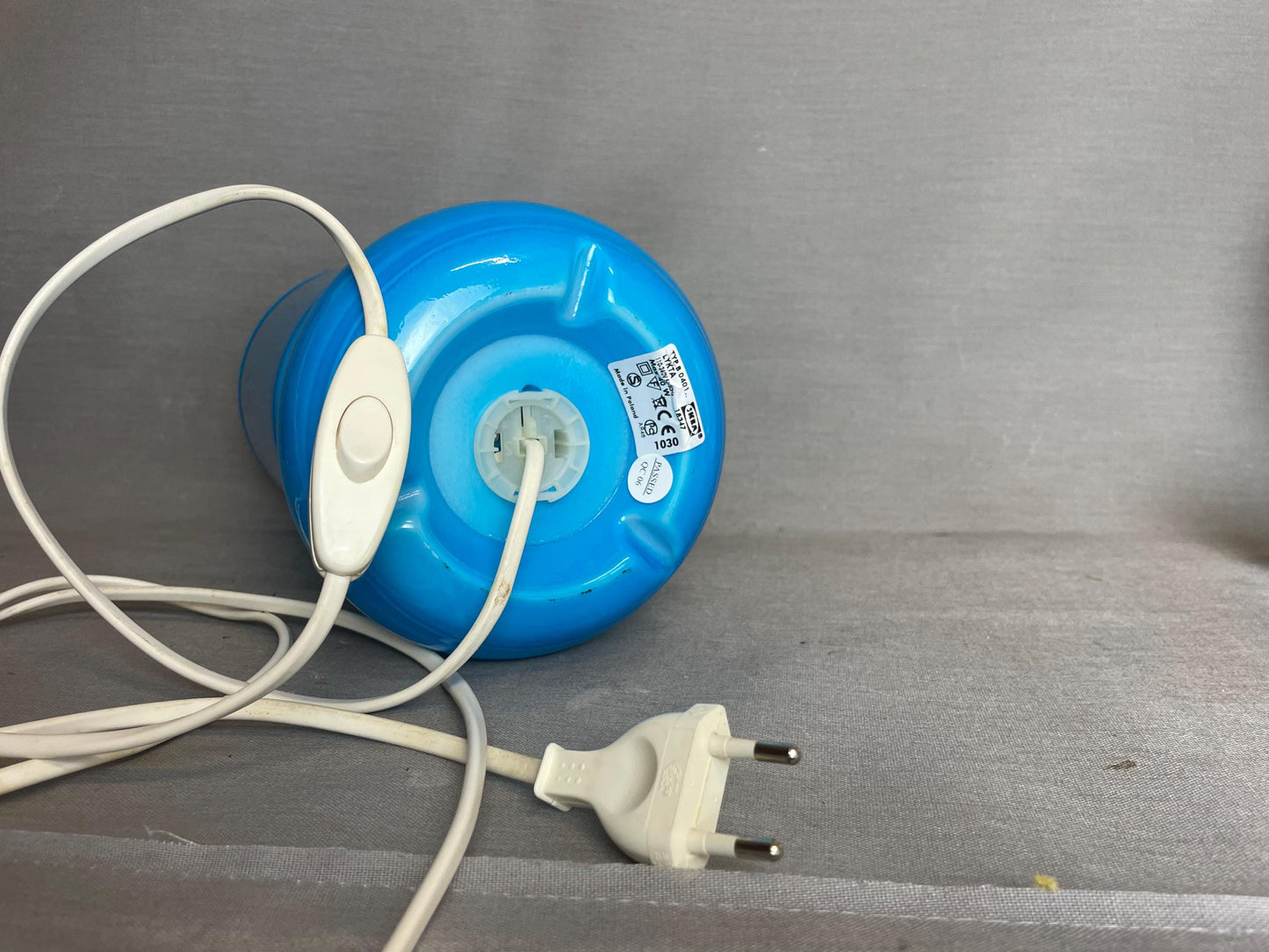 Blue glass Ikea Lykta table lamp