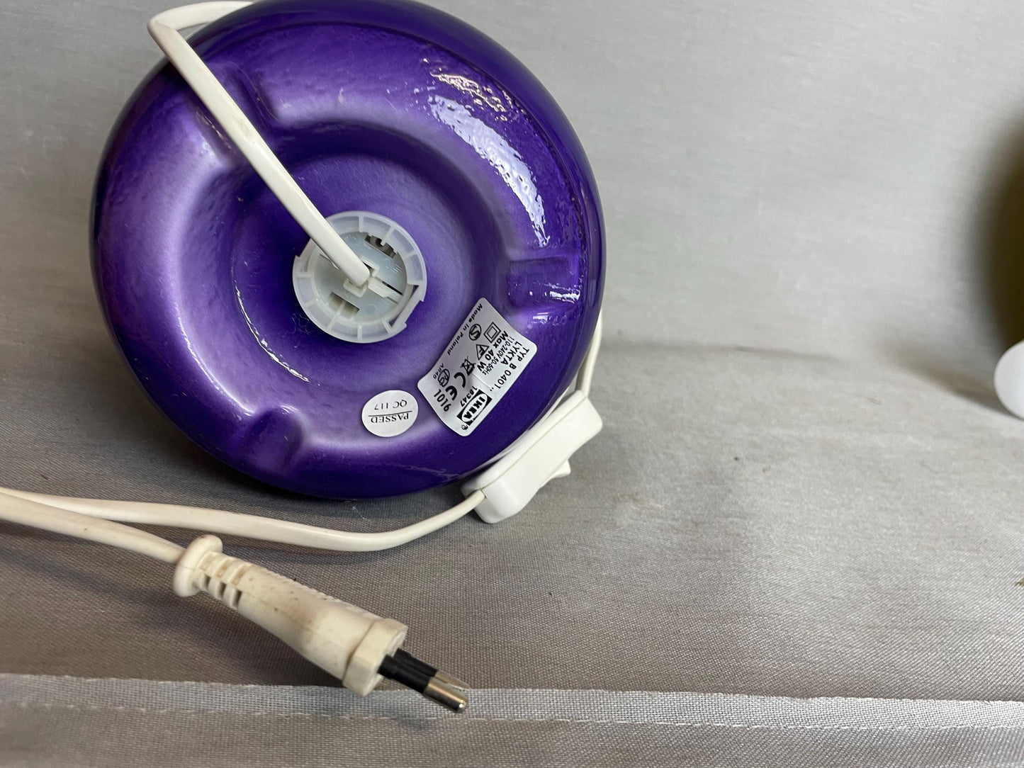 Purple glass Ikea Lykta table lamp