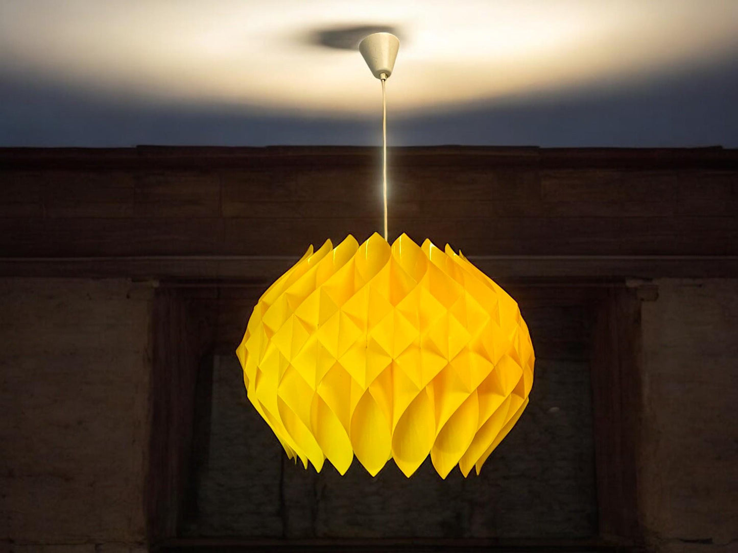 Yellow mid century modern hanging light